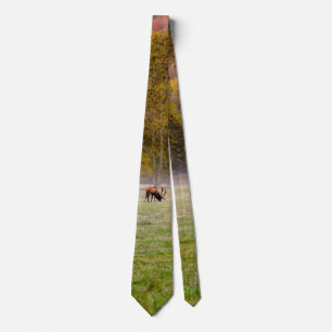 Grazing Elk Couple Tie
