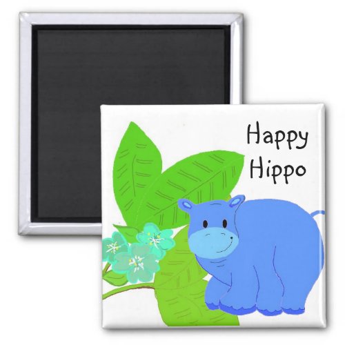 Grazing Happy Hippo Magnet