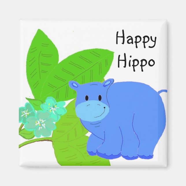 Grazing Happy Hippo Magnet (Front)