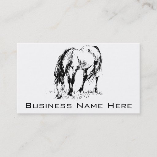 Customizable Grazing Horse Illustration Business Cards