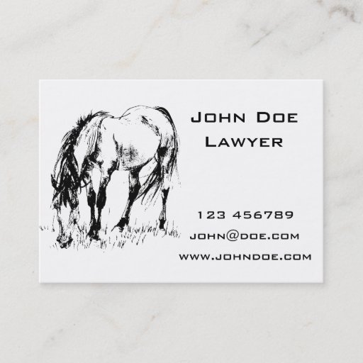 Customizable Grazing Horse Illustration Business Cards
