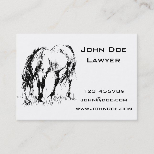 Grazing Horse Illustration Business Card (Front)