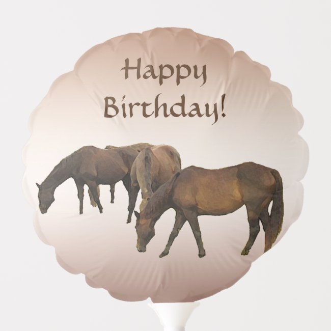 Grazing Horses Animal Birthday Balloon