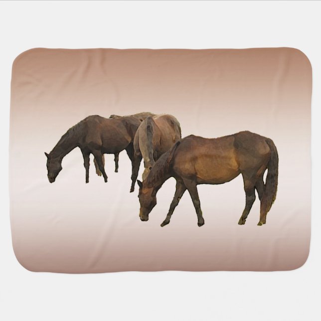 Grazing Horses Baby Blanket (Horizontal)