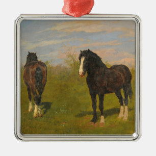Grazing Horses (by Rosa Bonheur) Metal Ornament