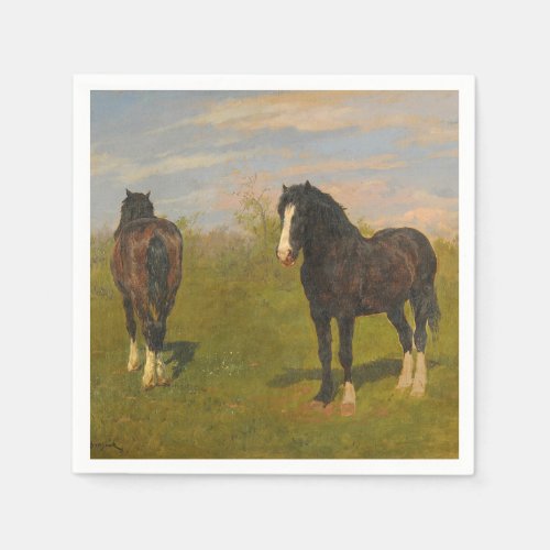 Grazing Horses by Rosa Bonheur Napkins
