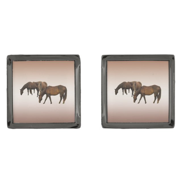 Grazing Horses Cufflinks (Front)