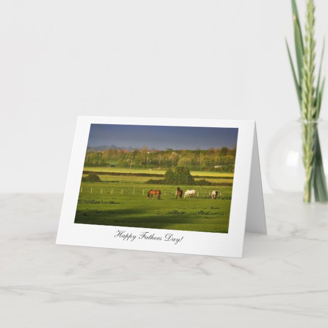 Grazing Horses / Ponies - Happy Fathers Day Card (Front)