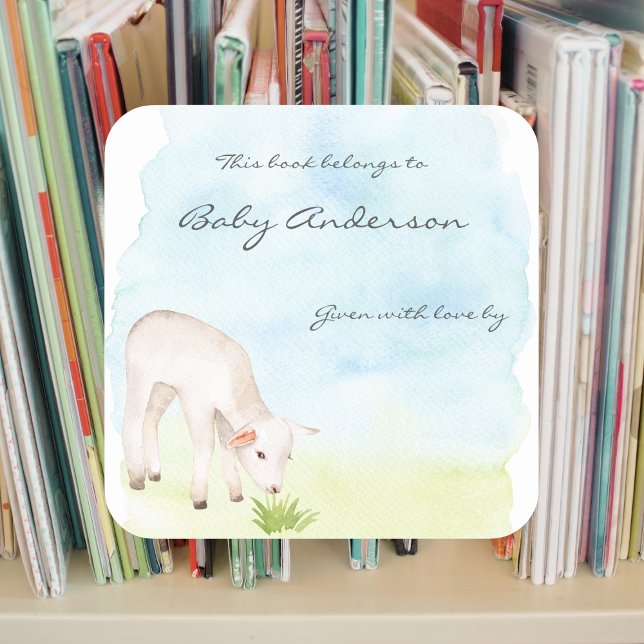Grazing Lamb watercolor baby shower bookplate (Creator Uploaded)