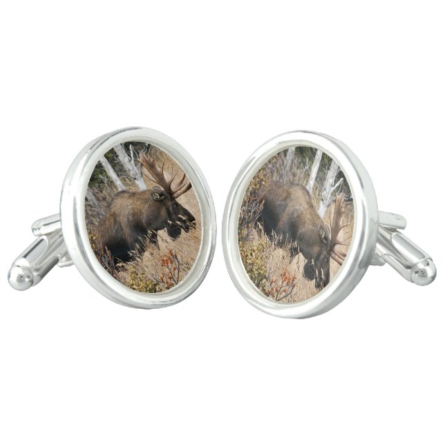 Grazing Moose Cufflinks (Angled)