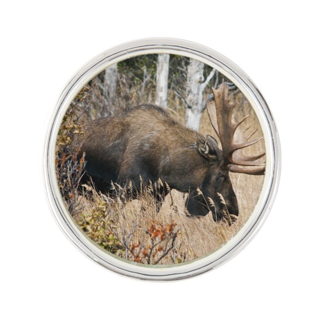 Grazing Moose Lapel Pin (Front)