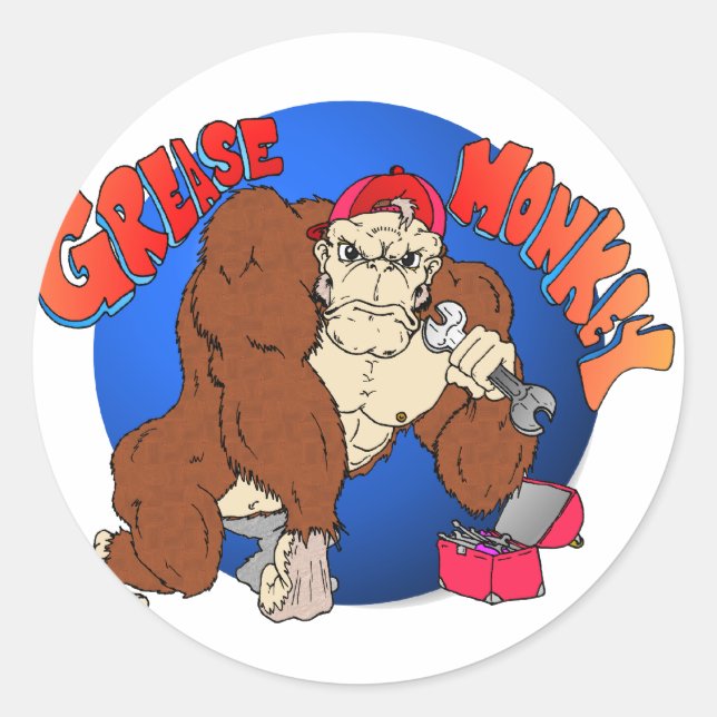 Grease Monkey Classic Round Sticker (Front)