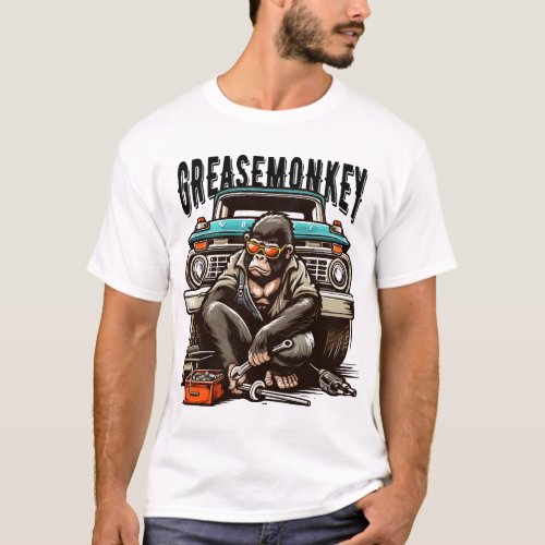 Grease Monkey Fixing Vintage Truck  Mechanic Gift T_Shirt