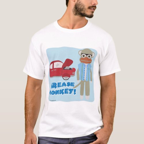 Grease Monkey Funny Mechanic Cartoon Art T_shirt