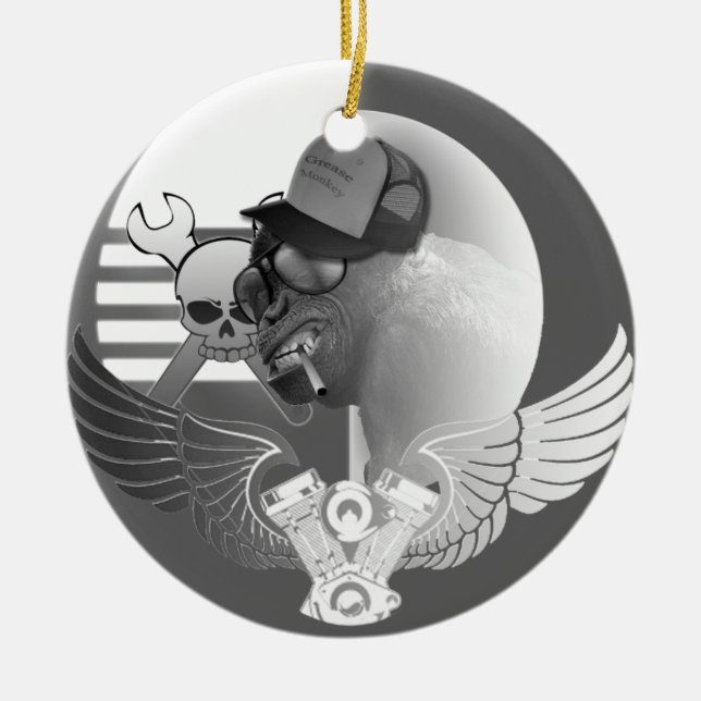 Grease Monkey Tree Ornament (Front)