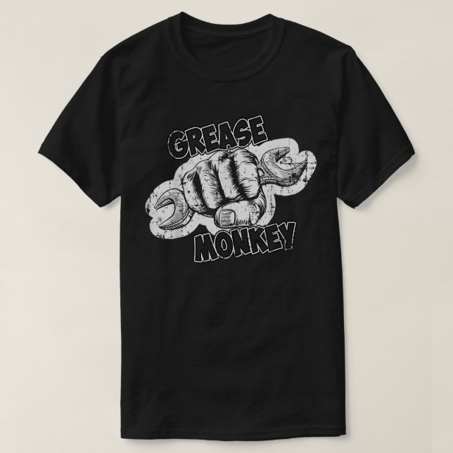 Grease Monkey Wrench Auto Mechanics  T-Shirt (Design Front)