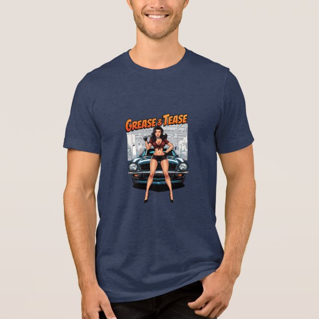 Grease & Tease – Hot Rod Pin-Up Girl Tri-Blend Shirt (Front)