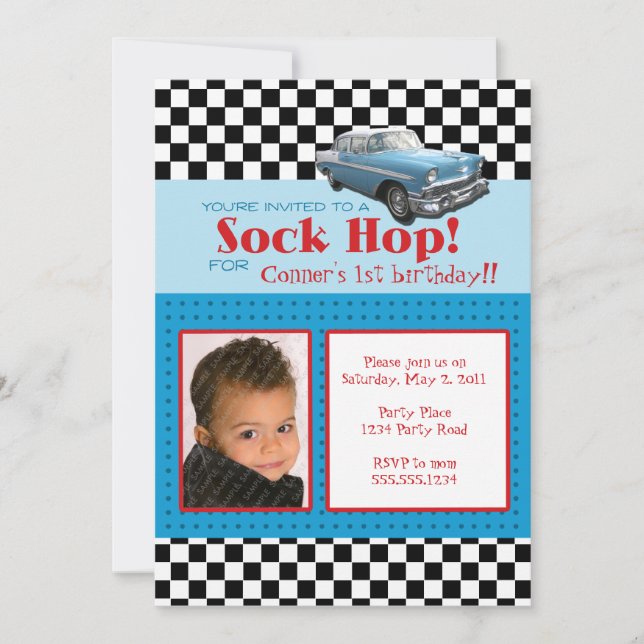 Greaser 50's StyleBirthday Photo Invitation (Front)