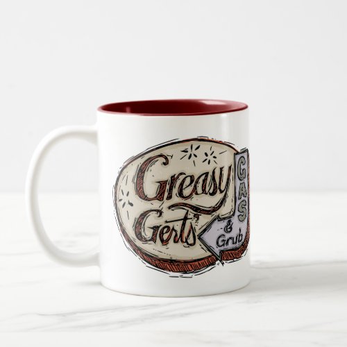 Greasy Gerts Vintage Sign Two_Tone Coffee Mug