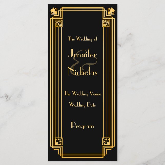 Great 1920s Art Deco Inspired Wedding Progr Program (Front)
