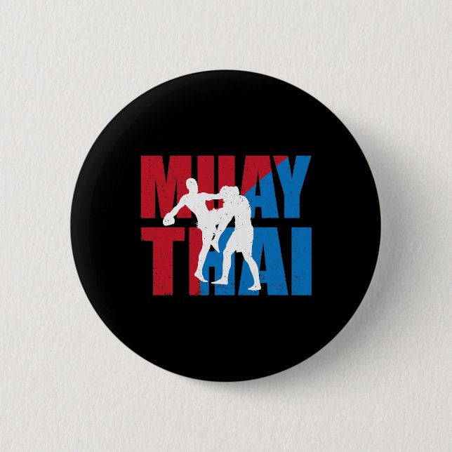 Great 2 Muay Thai Fighter Design Kickboxer Mma Tra Button (Front)
