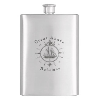 Great Abaco Bahamas Nautical Sailing Compass sail Flask