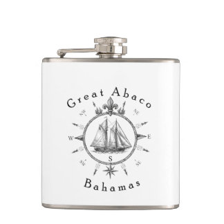Great Abaco Bahamas Nautical Sailing Compass sail Flask