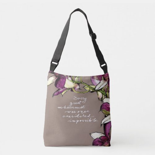 Great Achievement Floral Motivational Quote Crossb Crossbody Bag