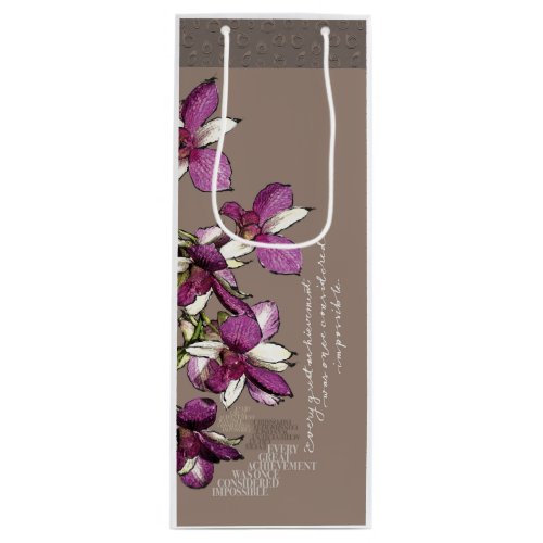 Great Achievement Floral Motivational Quote Wine Gift Bag