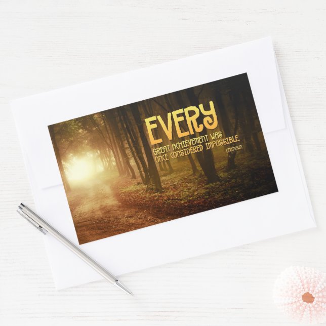 "Great achievements" Inspirational Quote Rectangular Sticker (Envelope)