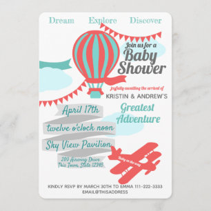 Great Adventure Hot Air Balloon and Airplane Invitation
