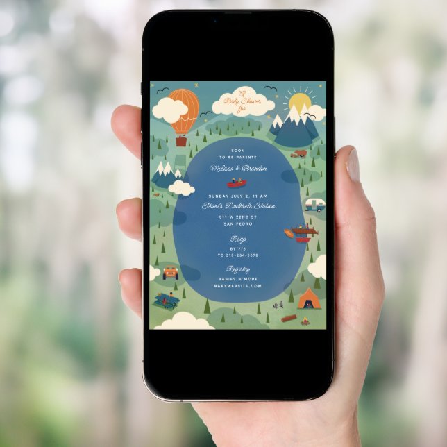 Great Adventure Outdoors Camping Baby Shower Invitation (Front Digital)