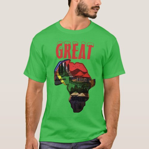 Great Africa  Map traditional colors design T_Shirt