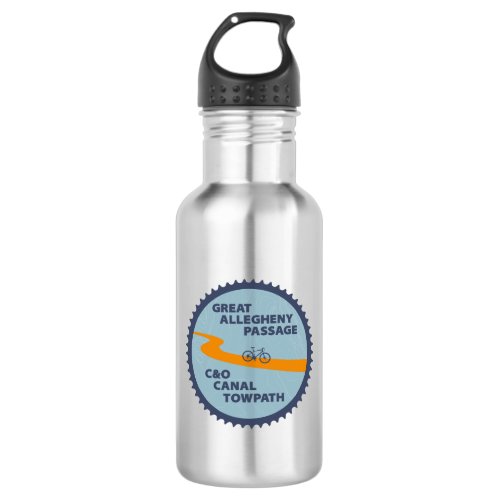 Great Allegheny Passage CO Canal Chain Ring Stainless Steel Water Bottle