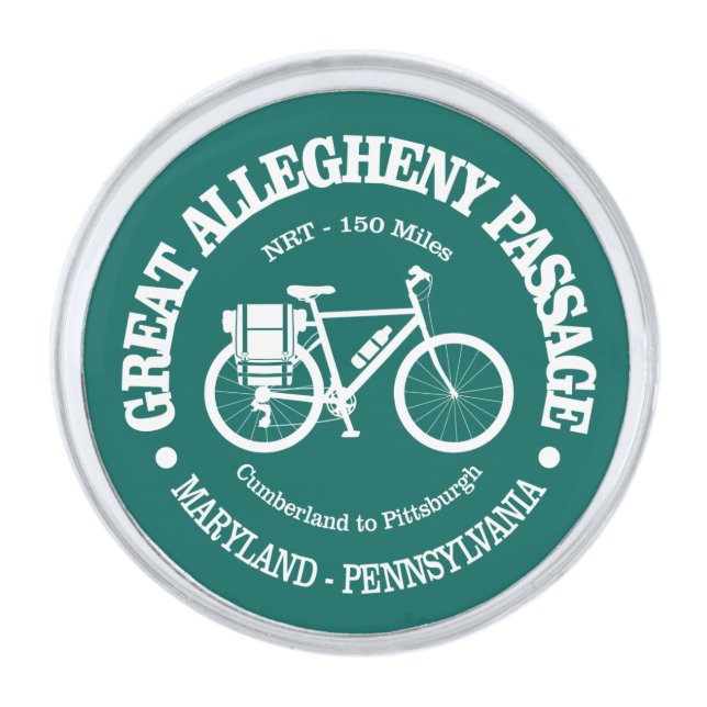 Great Allegheny Passage (cycling) Silver Finish Lapel Pin (Front)