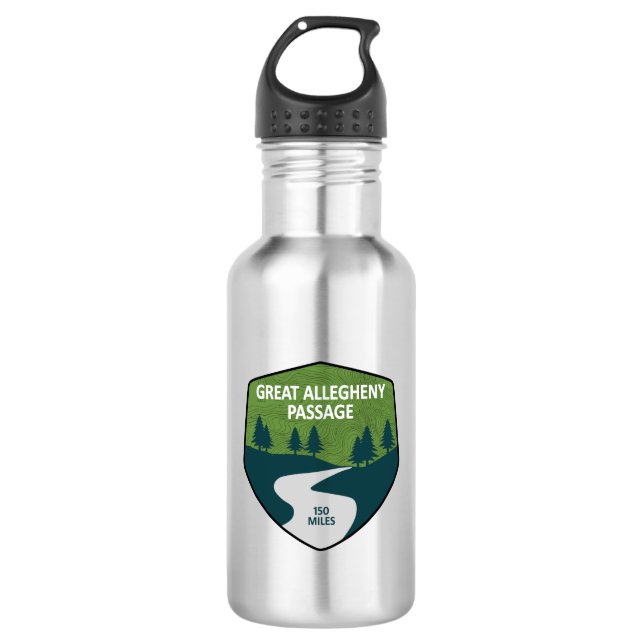 Great Allegheny Passage Stainless Steel Water Bottle (Front)