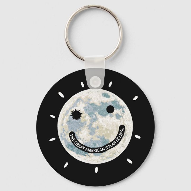 Great American Solar Eclipse Moon Emoji Keychain (Front)