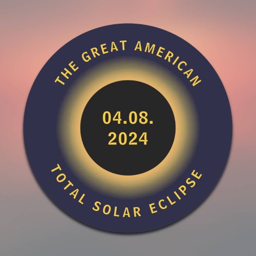 Great American Total Solar Eclipse 8 April 2024 Classic Round Sticker