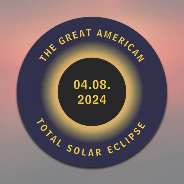 Great American Total Solar Eclipse 8 April, 2024 Classic Round Sticker ...
