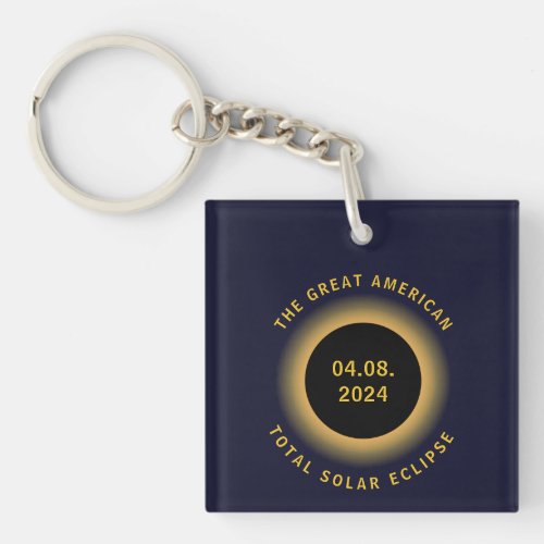 Great American Total Solar Eclipse 8 April 2024 Keychain