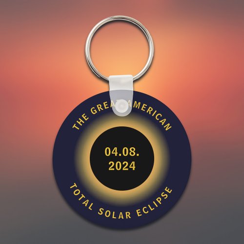 Great American Total Solar Eclipse 8 April 2024 Keychain