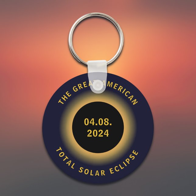 Great American Total Solar Eclipse 8 April, 2024 Keychain (All text is editable)