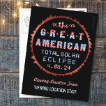 Great American Total Solar Eclipse April 8th 2024 Postcard<br><div class="desc">On April 8th 2024, a total solar eclipse will be visible across much of the United States - also known as the "Great American Solar Eclipse." This pretty design has an outline of the eclipse with the words, "the Great American Total Solar Eclipse 4.08.24." It's made in all red, white...</div>