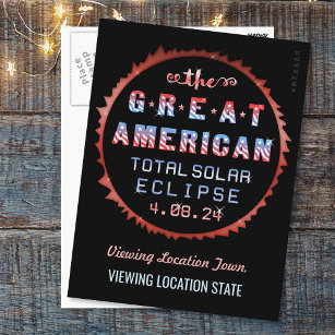 Great American Total Solar Eclipse April 8th 2024 Postcard