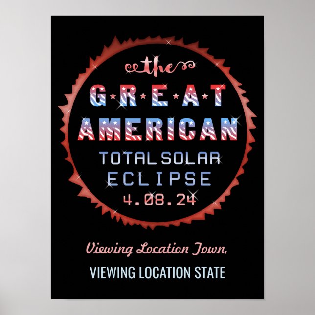 Great American Total Solar Eclipse April 8th 2024 Poster (Front)