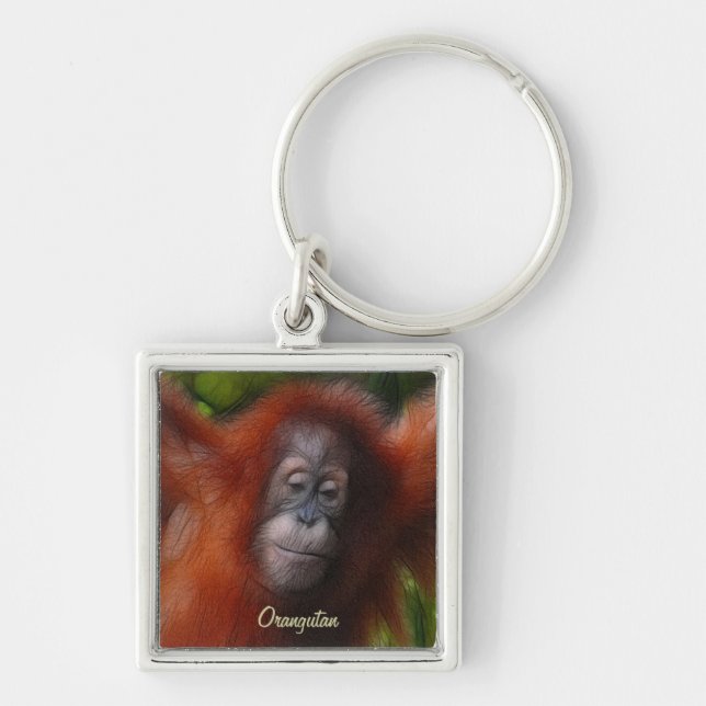 Great Apes Orangutan Primate Wildlife-lovers Gift Keychain (Front)