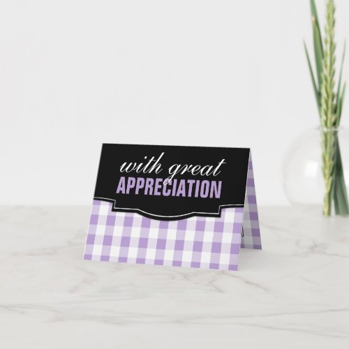 Great Appreciation Purple Gingham Thank You Cards