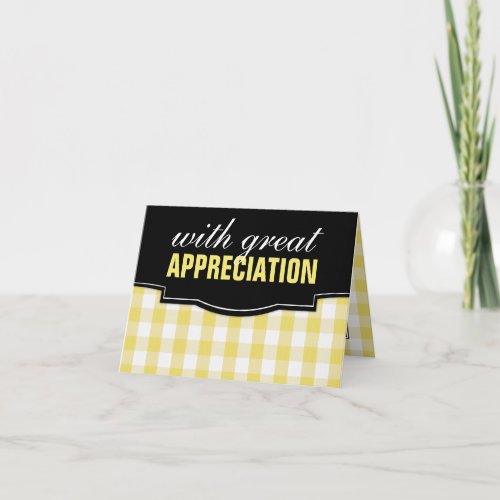 Great Appreciation Yellow Gingham Thank You Cards
