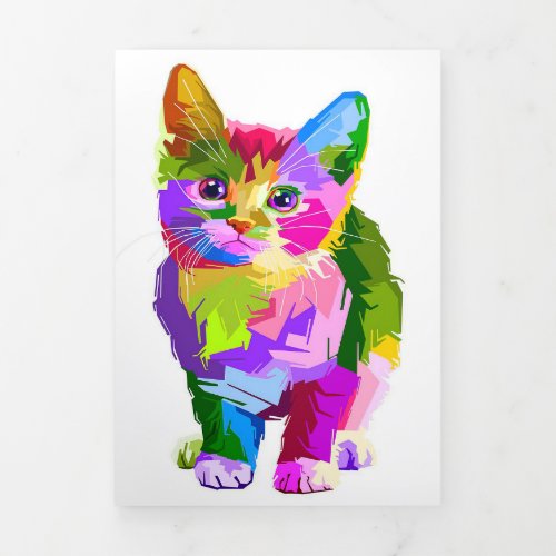 Great Artistic Cat  Perfect Gift For Easter Day   Tri_Fold Announcement
