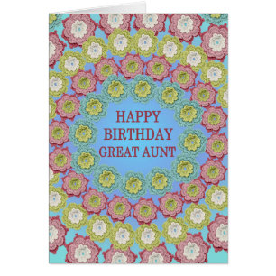 Great Aunt Birthday Crochet Flowers Cards